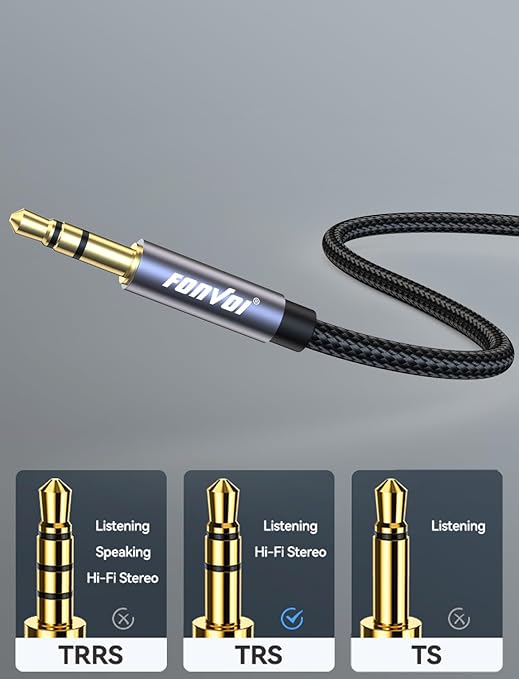 FONVOi15FT 3.5mm Aux Jack Audio Extension Cable, Male to Female, TRS Headphone - Image 2