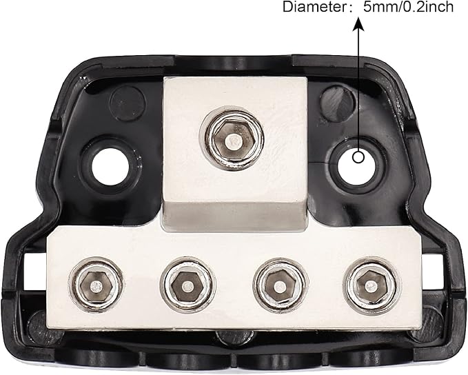 4 Way Power Distribution Block 1x 0/2/4 Gauge in 4X 4/8/10 Gauge Out Nickel - Image 4