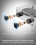 Vinyl Record Player with Bluetooth Output & Input, Treble & Bass Control - Image 2