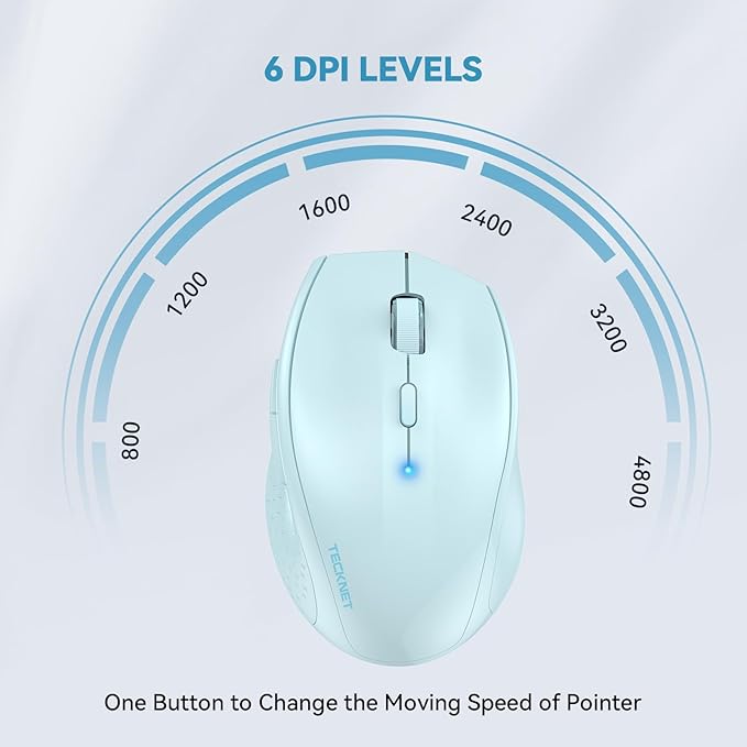 TECKNET Bluetooth Mouse, 4800 DPI Wireless Mouse, 2-Year Battery 6 Adjustable - Image 2
