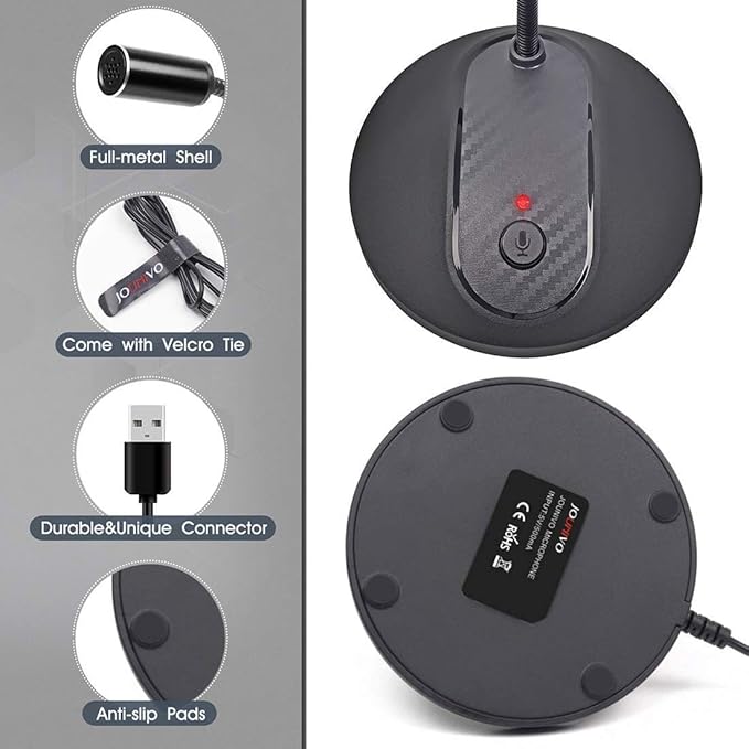 USB Microphone, 360 Degree Adjustable Gooseneck Design, Mute Button & LED - Image 3