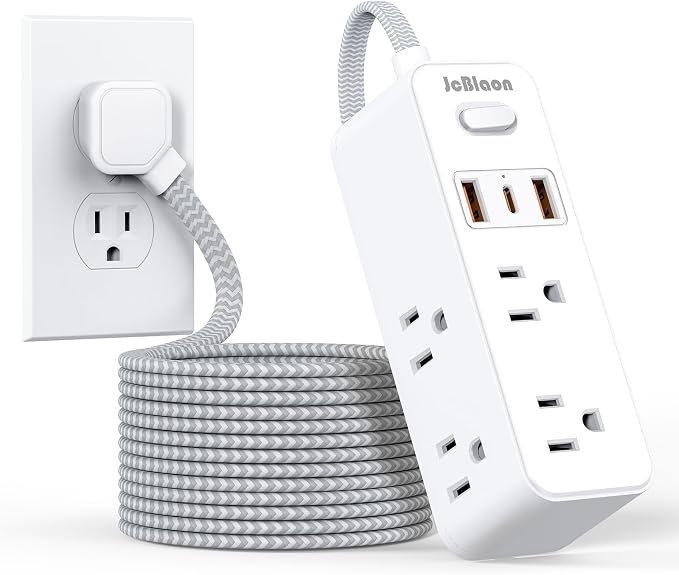 Extension Cord with Multiple outlets, 10 Ft Braided Power Cord, 6 Widely by JcBlaon