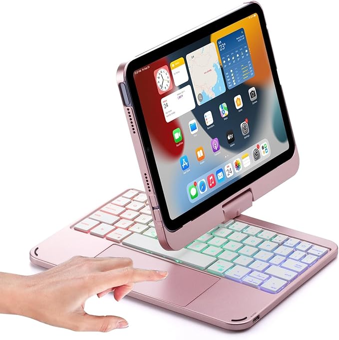 Keyboard case for iPad Mini 7 A17 Pro/Mini 6 Rotating, Touchpad Keyboard Case by PboyiqiS