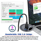USB 3.0 Hub Sound Card 3 Port USB 60mm Desk Grommet Splitter Dock Station - Image 2