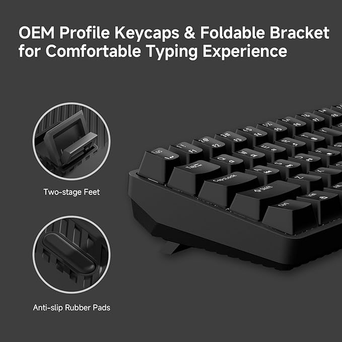 TMKB 60% Mechanical Gaming Keyboard, LED Backlight, Anti-Ghosting, Detachable - Image 5