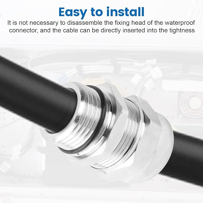 2 Pcs 1/4" NPT Stainless Steel Waterproof Cable Gland, IP68 Waterproof - Image 6
