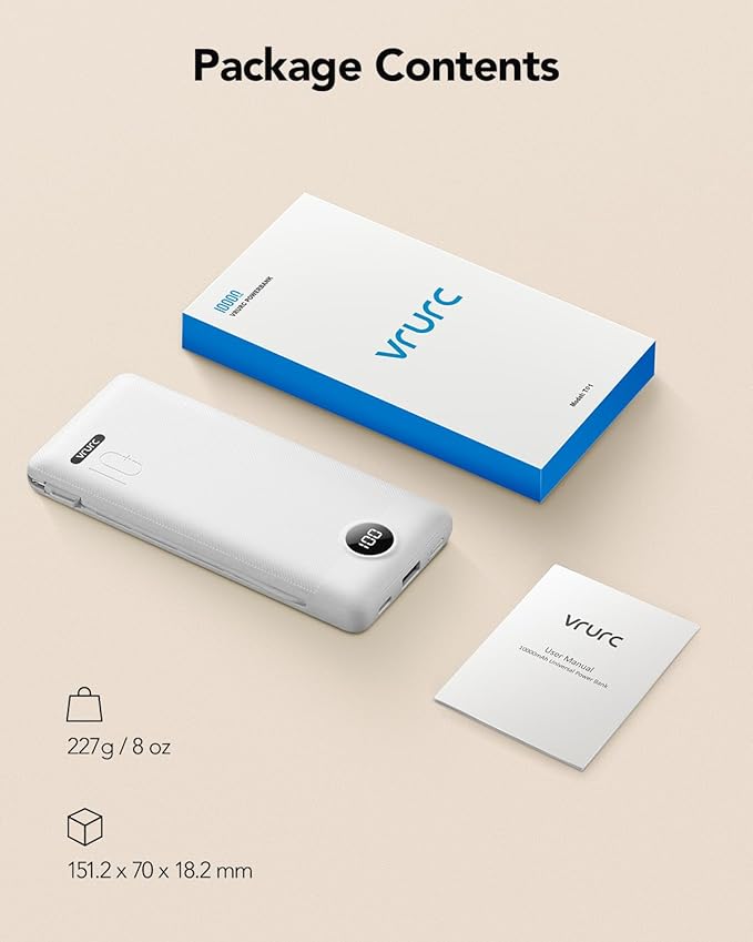 VRURC Portable Charger with Cables and Wall Plug | Power Bank with Cords | - Image 6