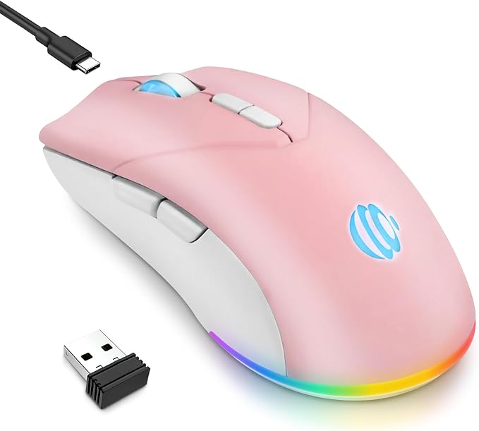 Wireless Bluetooth Mouse, 2.4G and Bluetooth 5.2 Ergonomic Rechargeable USB by mobiproduct
