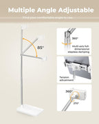 Extended Tablet Floor Stand, 360 Rotating Adjustable iPad Floor Holder - Image 3