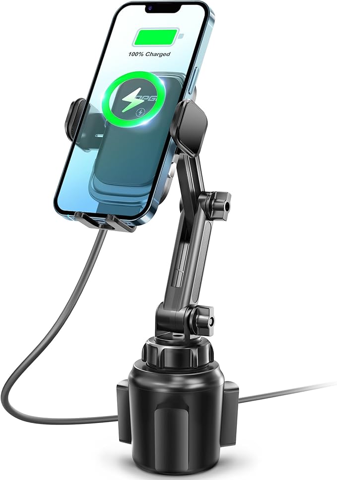 TOPGO [Upgraded Cup Phone Mount Wireless Charger, Universal Cell Phone Holder by TOPGO