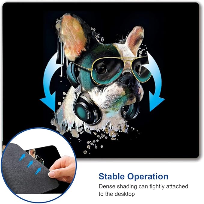 Square Mouse Pad, Colorful Stylish Bulldog Mouse Pad, Mouse Mat Square - Image 6