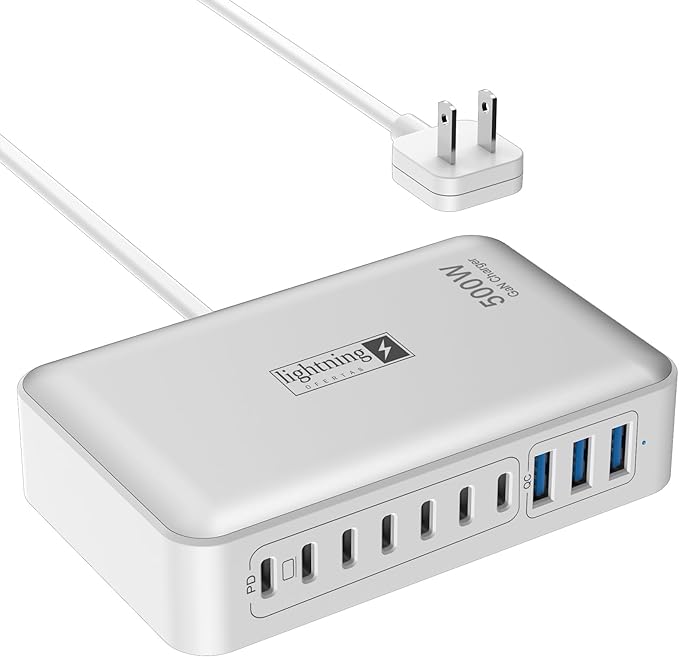 500W Charging Station for Multiple Devices, 10 Ports Charging Blocks for by lightningofertas