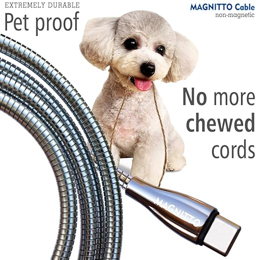 Metal Braided Wire USB C to USB C Cable 6ft, 60W 3A, Stainless Steel, Strong - Image 2