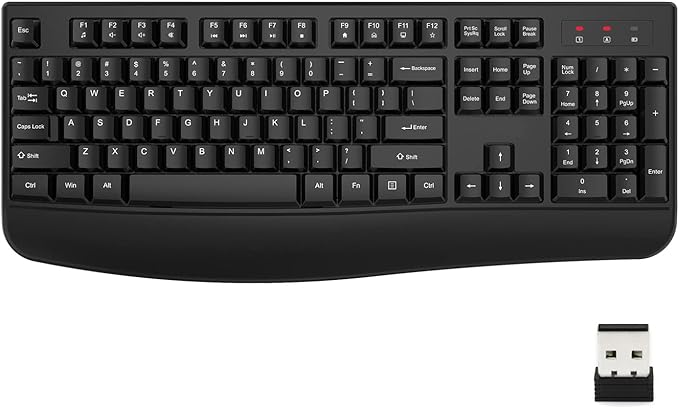 EDJO Wireless Keyboard, 2.4G Ergonomic Full Size Wireless Computer Keyboard by EDJO