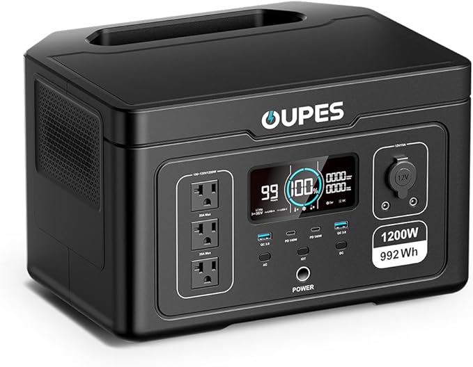 OUPES Exodus 1200 Portable Power Station 1200W, 992Wh Durable LFP Battery Solar by OUPES