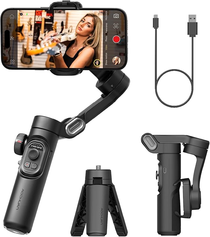 Phone Gimbal Stabilizer 3-Axis Smartphone Foldable Handheld Gimbal by AOCHUAN