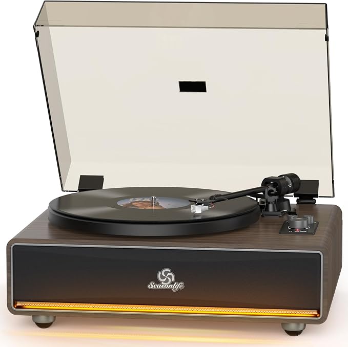 Vinyl Record Player Built in HiFi Stereo Speakers BT Wireless Input Belt Drive by seasonlife