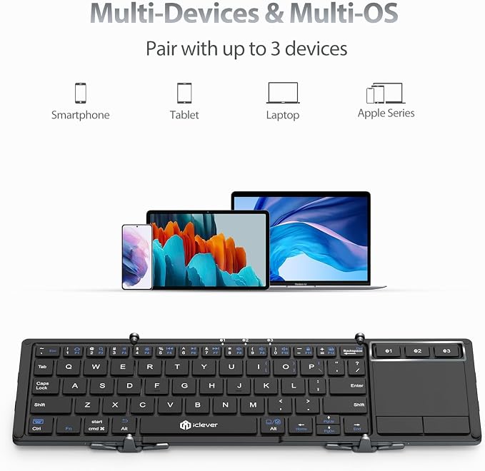 iClever Foldable Keyboard, BK08 Bluetooth Keyboard - Image 2