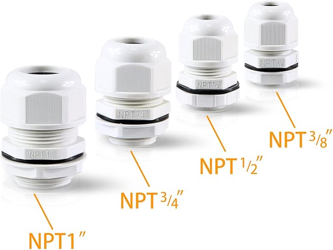 XHF 25 Pcs 3/8" IP68 Strain Relief Nylon Cord Grip Waterproof NPT Cable Glands - Image 6