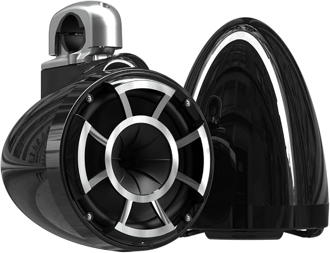 wet sounds Rev 8 Black V2 Revolution Series 8" Black Tower Speakers w/Silver by wetsounds