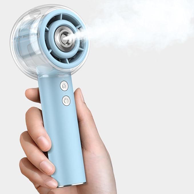 Misting Portable Handheld Fan, Powerful Turbo Motor, 6000mAh Rechargeable by HouseholdCleaningExpert