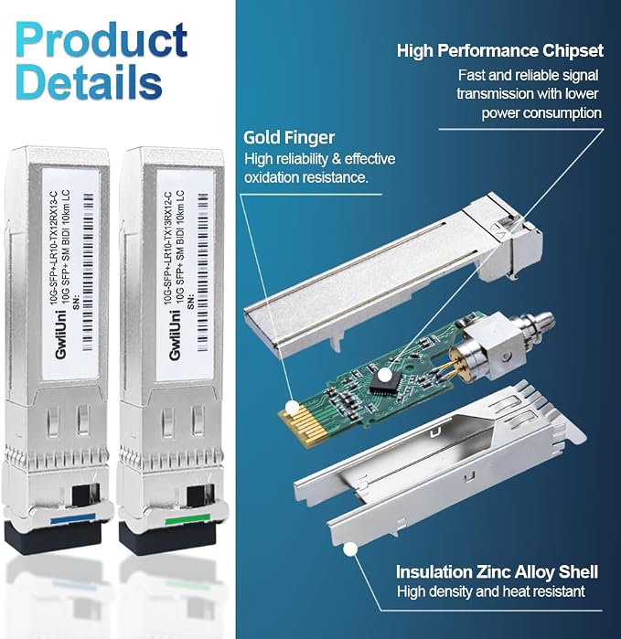 5 Pairs 10G BIDI SFP+ Single Mode Fiber Module Network Transceiver, LR SM - Image 4