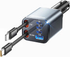 Upgraded SUPERONE Retractable Car Charger, 6-Port Car Charger USB C, iPhone Car by SUPERONE