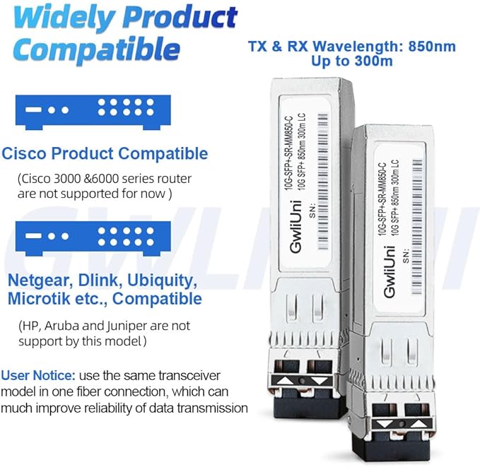 10Pcs Multi-Mode 10G SFP+ Fiber Module Network Transceiver, SR MM850nm 300m - Image 3