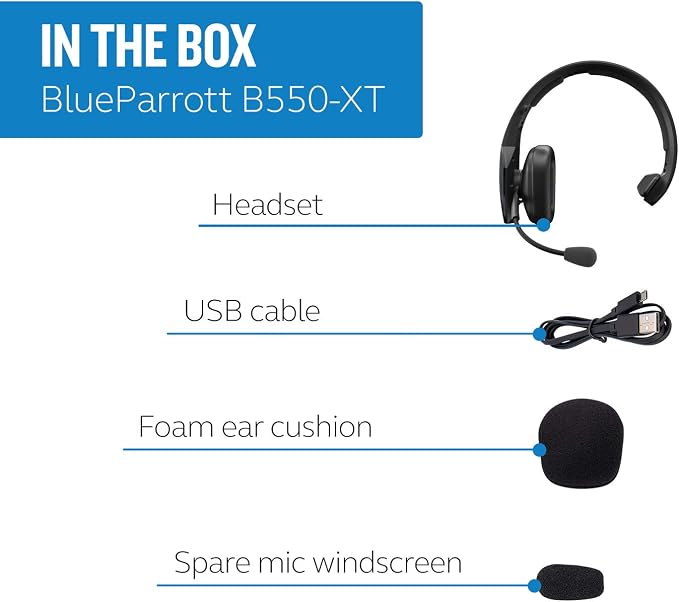 BlueParrott B550-XT Mono Bluetooth Wireless Headphones 96% Noise Canceling Over - Image 8