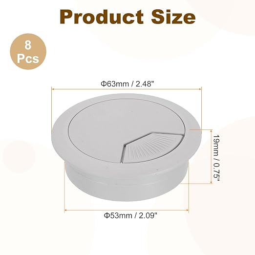 uxcell 8 Pcs 53mm Desk Grommet, Plastic Cable Hole Cover, Wire Cord Cable - Image 2