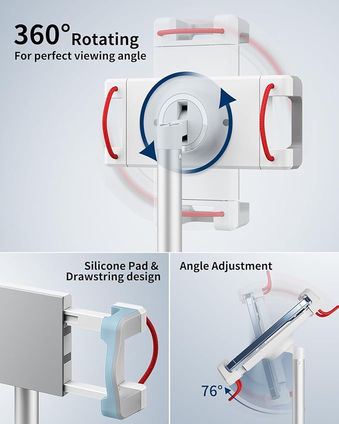 SAIJI Tablet Stand Holder, Height Adjustable Portable Monitor Stand, 360 Degree - Image 5
