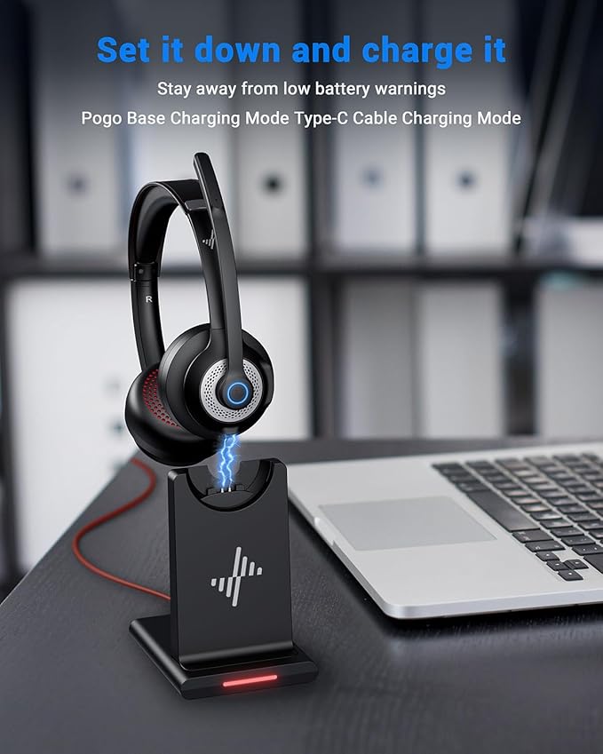 Wireless Headset with AI Noise Cancelling Microphone Bluetooth Headset - Image 2
