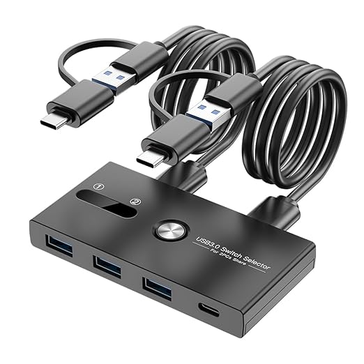 USB C Switch&USB A Switch 2 in 1, USB switcher 2 Computers Sharing USB C & A by ZIYUETEK