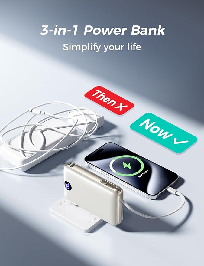 Portable Charger with Built in Cable & Wall Plug, 50000 mAh Power Bank - Image 2