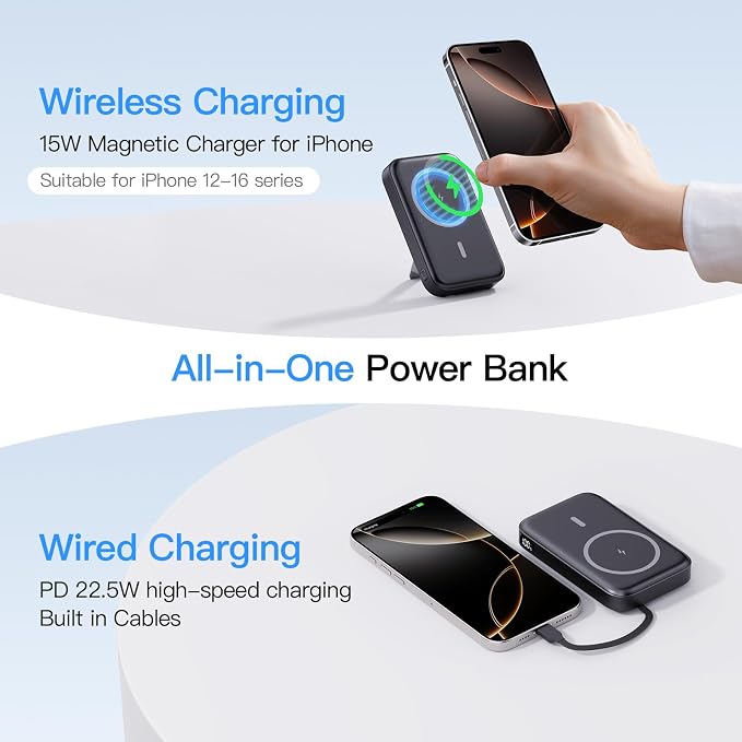 2025 Latest Portable Charger, 16800mAh Magnetic Wireless Power Bank - Image 3