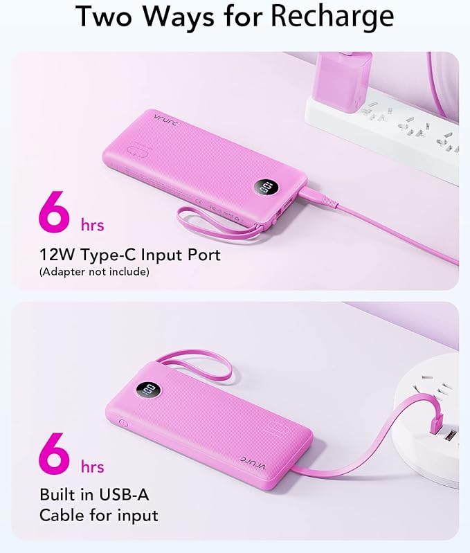 VRURC Portable Charger 10000mAh, Travel Essentials Battery Pack, 5 Output 2 - Image 6