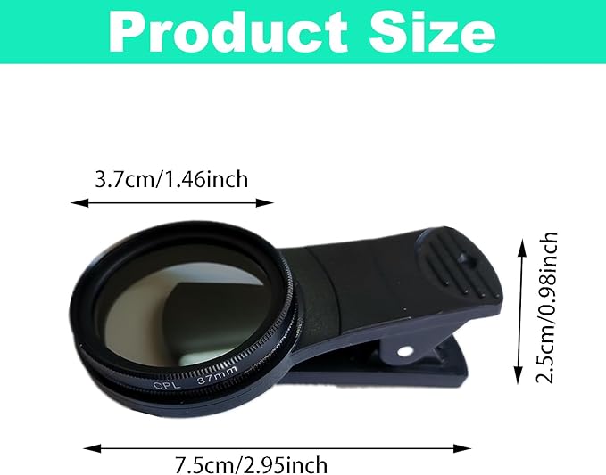 37mm CPL Phone Camera Lens, Clip-On Cellphone Lens CPL Filter Polarizer - Image 2