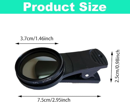 37mm CPL Phone Camera Lens, Clip-On Cellphone Lens CPL Filter Polarizer - Image 2