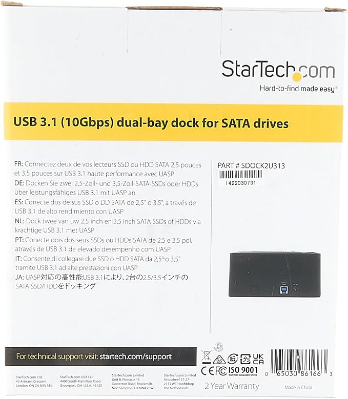 StarTech.com Dual-Bay USB 3.1 to SATA Hard Drive Docking Station, USB 3.1 - Image 9