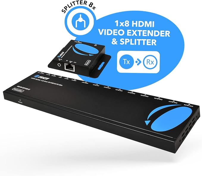 OREI 4K 1x8 HDMI Extender Splitter Multiple Over CAT 6/7 Cable - Image 3