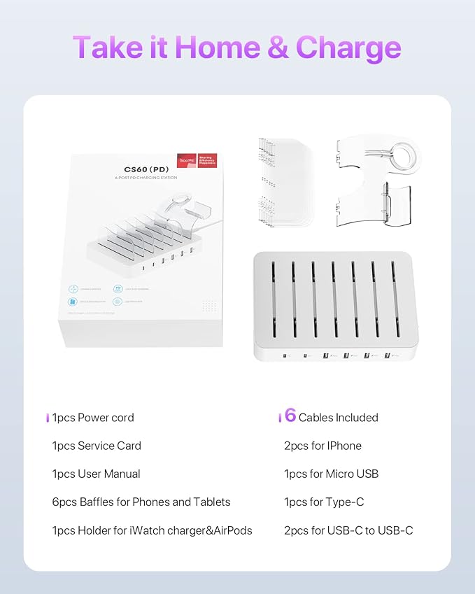 SooPii 6-Port USB C Charging Station - Image 8
