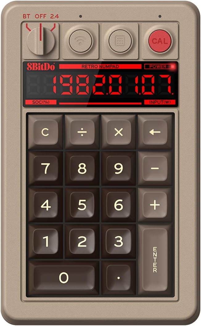8Bitdo 18 Key Retro Mechanical Numpad, Supports PC & Standard Calculator Mode by 8BitDo