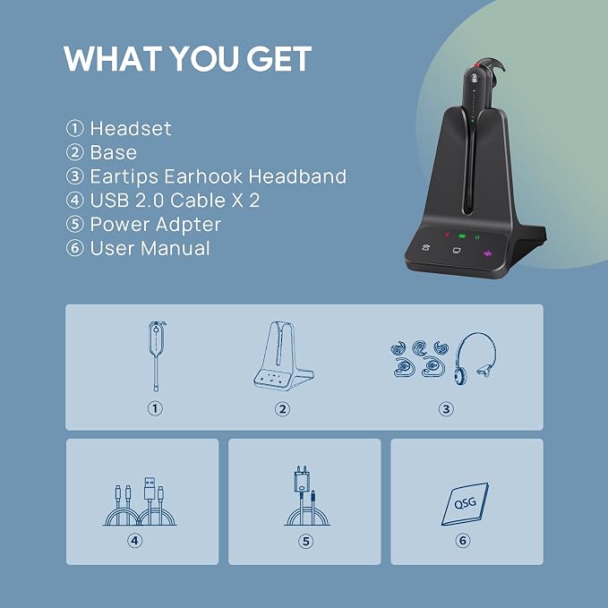 Yealink DECT Wireless Headset WH63 E2 UC, Zoom Teams Certified, Single Ear - Image 8