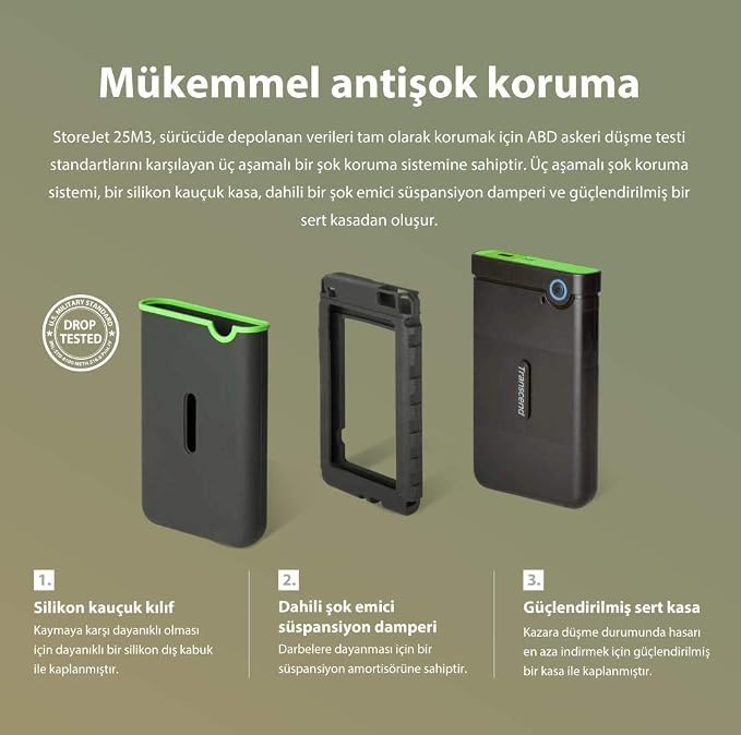 Transcend 2TB USB 3.1 Gen 1 StoreJet 25M3G SJ25M3G Rugged External Hard Drive - Image 8