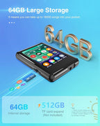 64GB MP3 Player with Bluetooth 5.3, Full Touch Screen Mp3 Music Player Built-in - Image 5