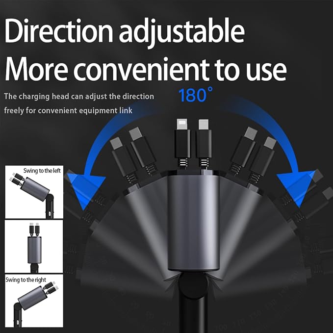 Retractable Car Charger，4 in1 Fast Car Phone Charger - Image 3