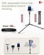 87" Phone Tripod, Overhead Flexible Tall Tripod Stand - Image 6