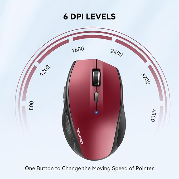 TECKNET Bluetooth Mouse, 4800 DPI Wireless Mouse, 2-Year Battery 6 Adjustable - Image 2