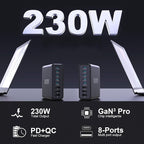 230W USB C Charging Station, Graaci Compact 8 Ports GaN Desktop Charger - Image 2