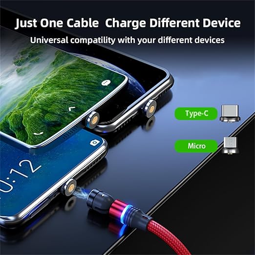 Magnetic Charging Cable 540° Rotation Magnet Phone Charger USB C Cable 3A Fast - Image 7